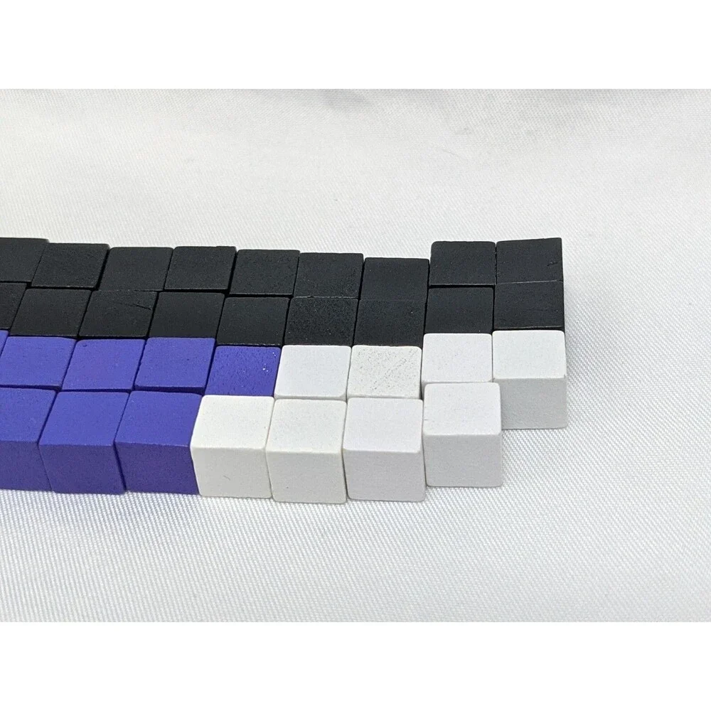 Lot Of (47) Wooden Cube Black Blue White Board Game Components